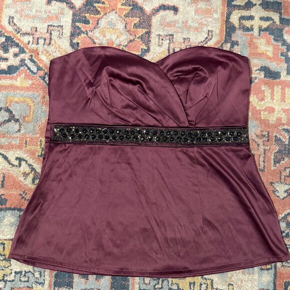 Trixxi Strapless Burgundy Sweetheart Neckline Top - Picture 1 of 3